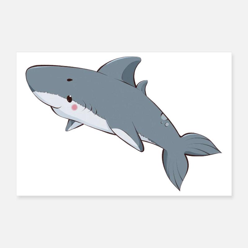 Requin - Poster 30 x 20 cm - blanc