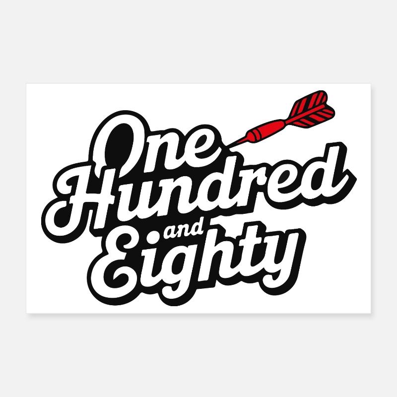 Darts One Hundred and Eighty - Poster 12" x 8" (30x20 cm) - white