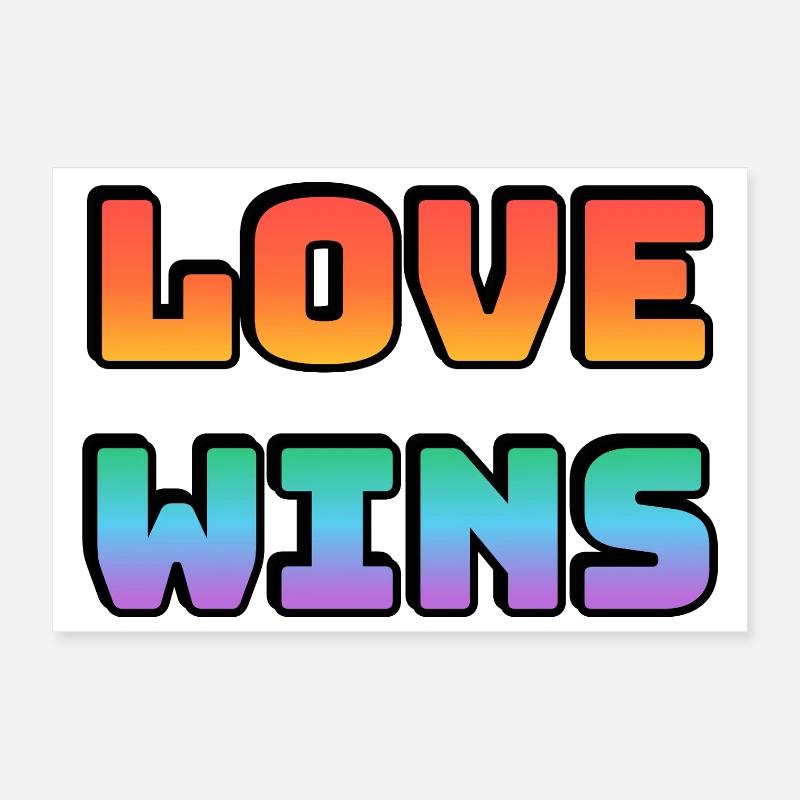 Love Wins Gradient Rainbow Letters Poster 12" x 8" (30x20 cm)