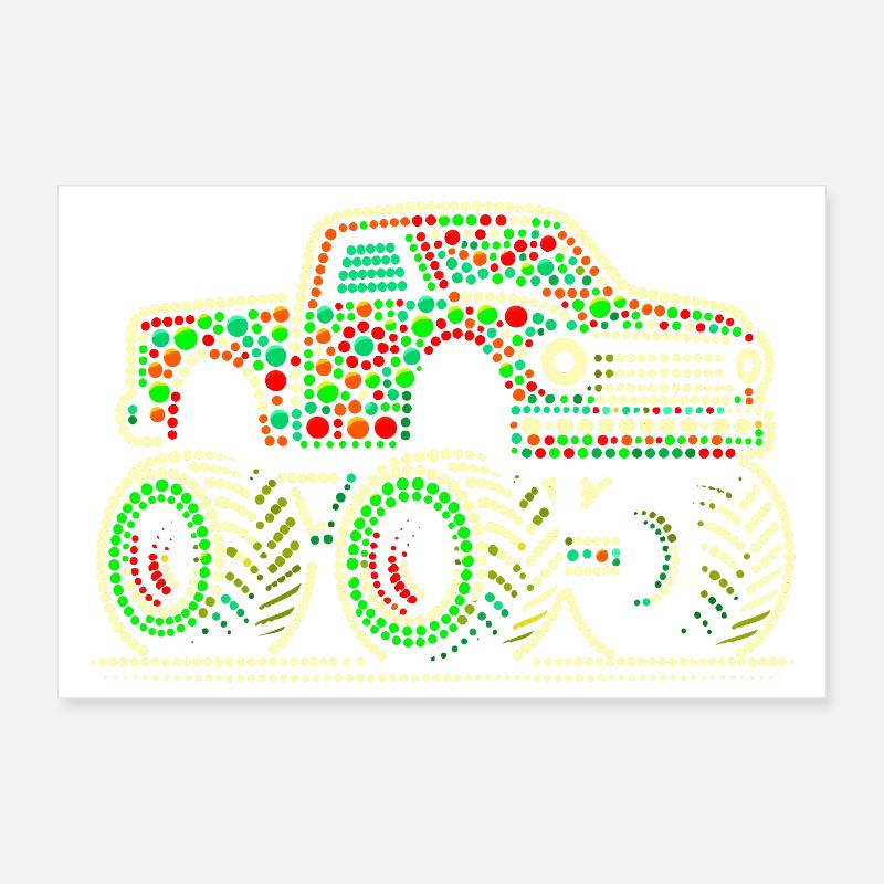 Fleckiges Hemd Beadwork Monster Truck - Poster 30x20 cm - Weiß