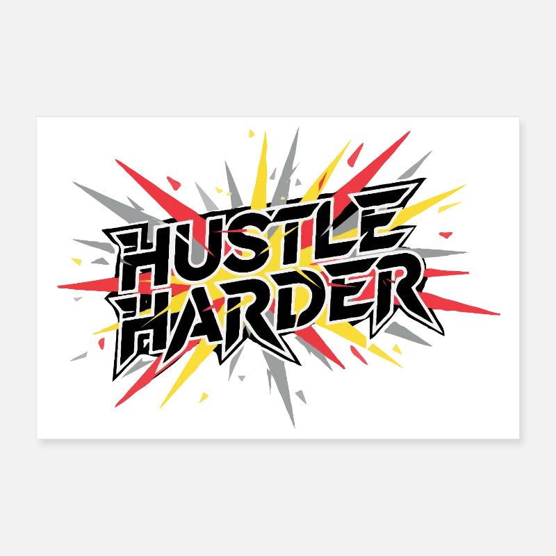 Hustle Harder Graffiti Pulse Poster 30x20 cm