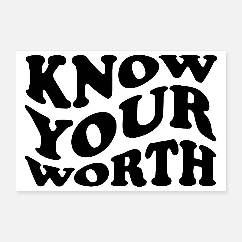 Know Your Worth – Self-Love Statement Poster 12" x 8" (30x20 cm)