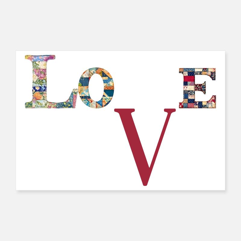 Liebe Patchwork-Typografie Poster 30x20 cm