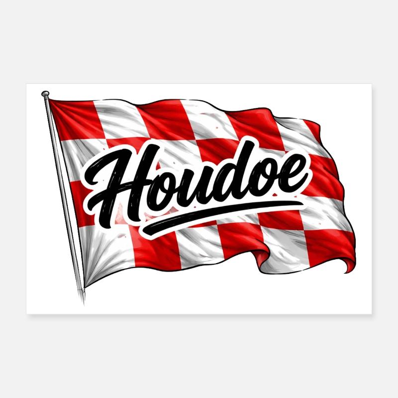 waving Brabant flag with Houdoe Poster 12" x 8" (30x20 cm)