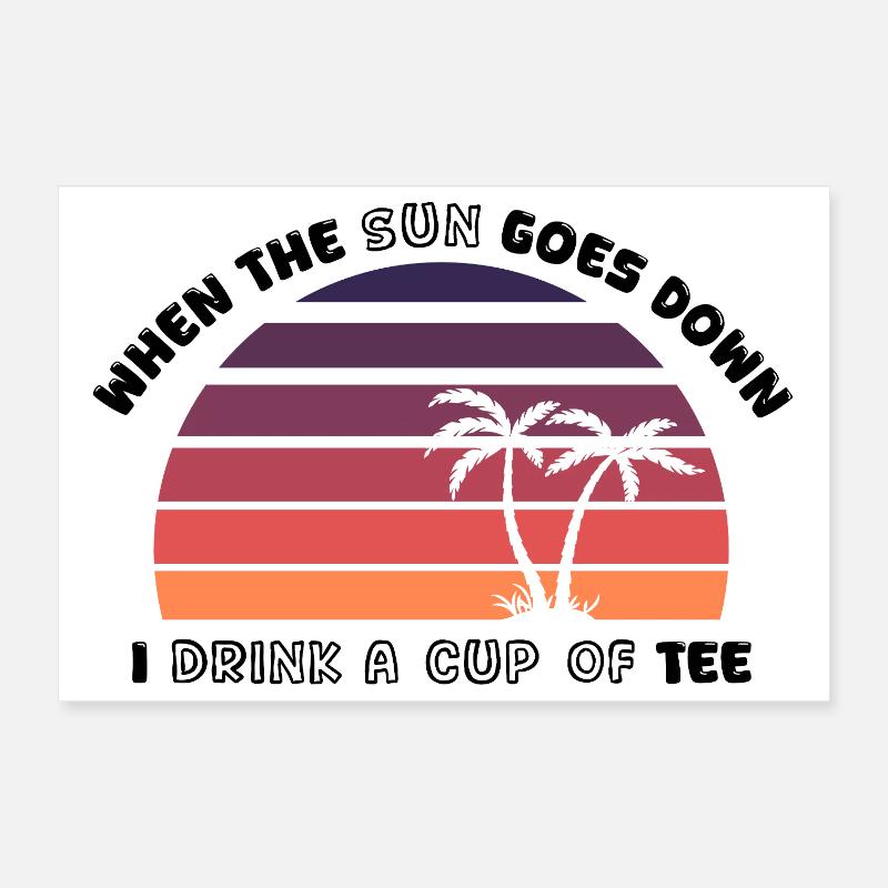 Sonnenuntergangs-Palmen Retro Tee - Design Poster 30x20 cm