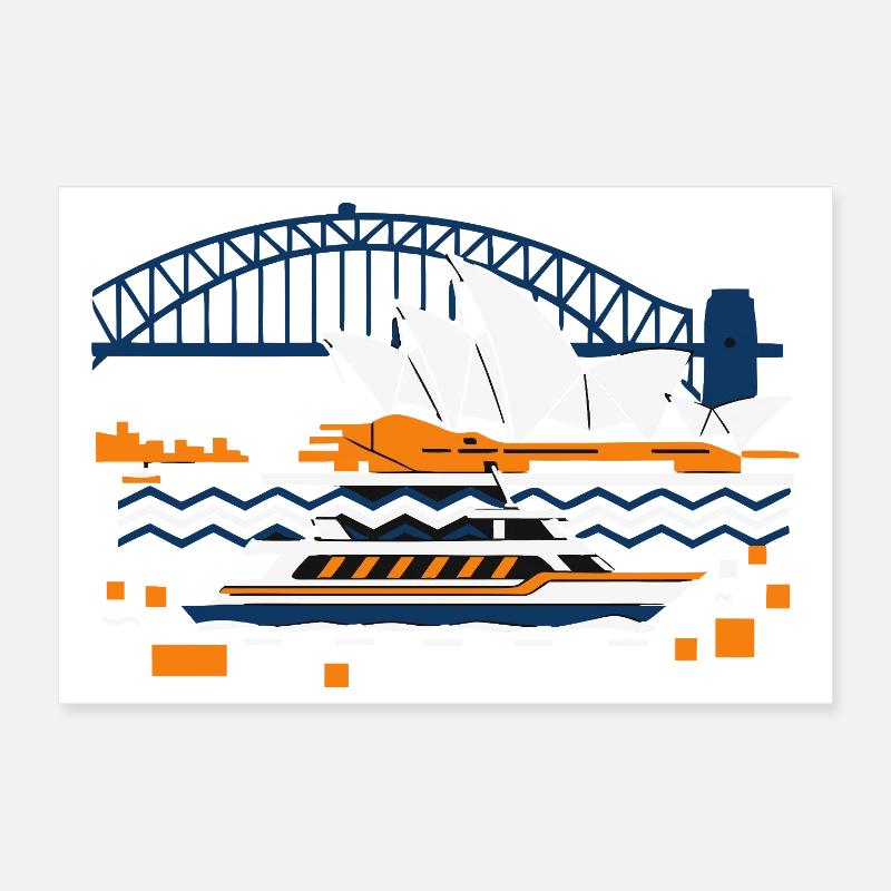 Sydney Opera Harbour Bridge Skyline Poster 12" x 8" (30x20 cm)
