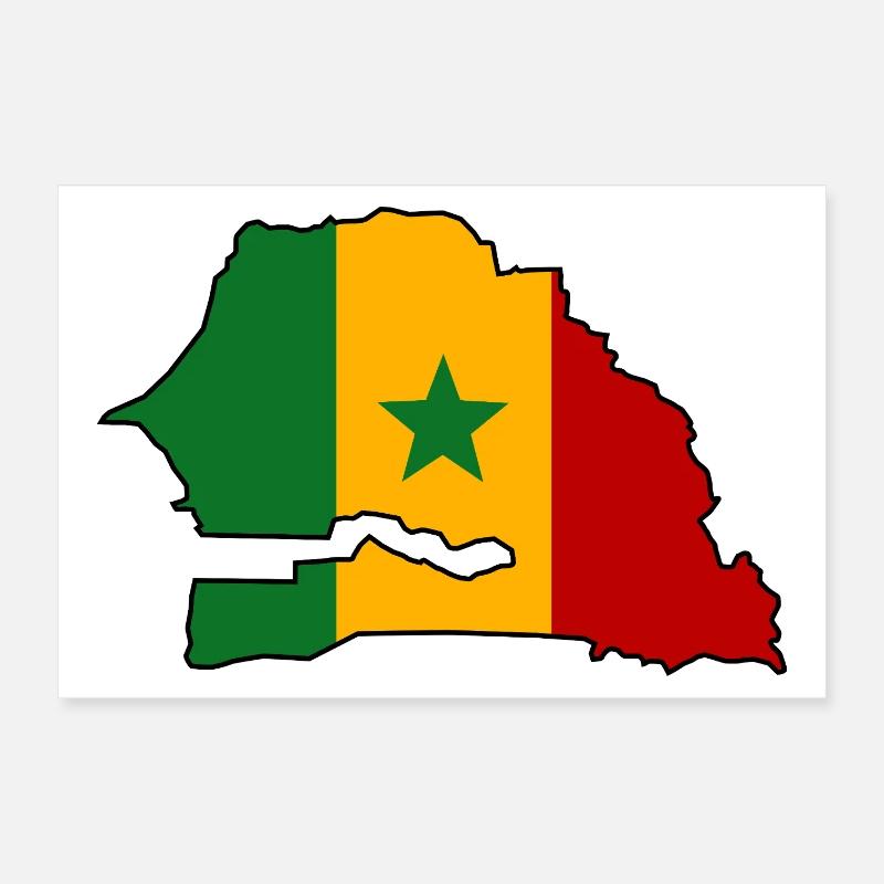 Senegal Flag Map Poster 12" x 8" (30x20 cm)