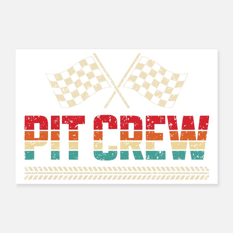 Pit Crew Équipe de Course Automobile Vintage Poster 30 x 20 cm