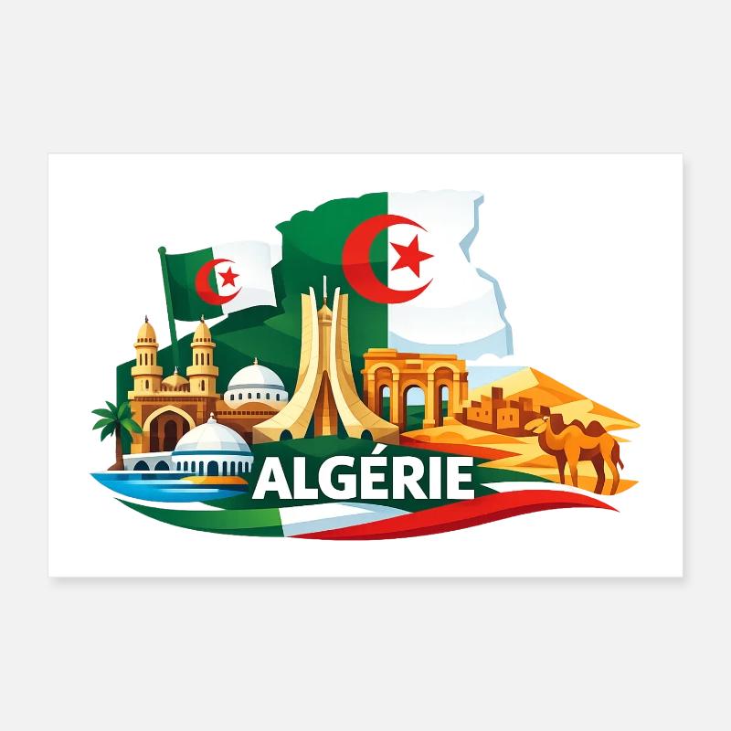 Algérie Drapeau Monument Déco Voyage désert  Poster 30 x 20 cm