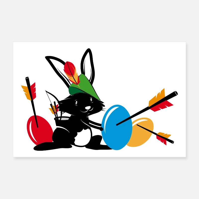 Osterhase mit Pfeil und Bogen Poster 30x20 cm