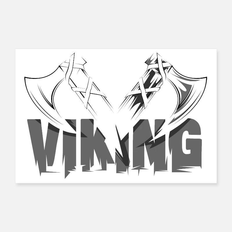viking vikings symbol axe viking axe logo Poster 12" x 8" (30x20 cm)