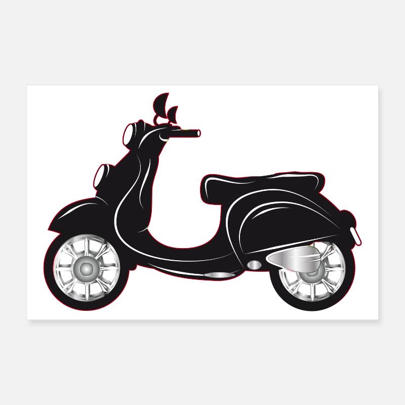 Ein schwarzer Motorroller mit farbigem Rand Poster 30x20 cm