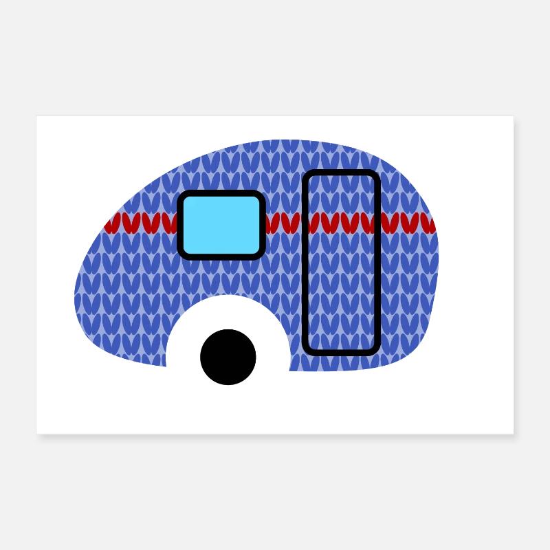 Caravan Strickmuster Wohnwagen Camping Winter Poster 30x20 cm