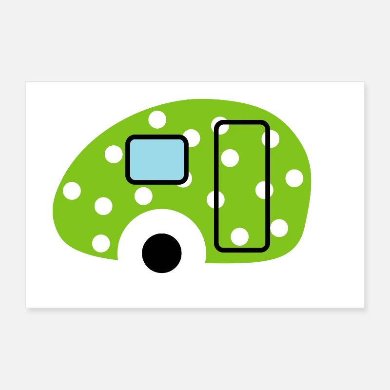 Caravan Caravan Green Dots Camping Easter Egg Poster 12" x 8" (30x20 cm)