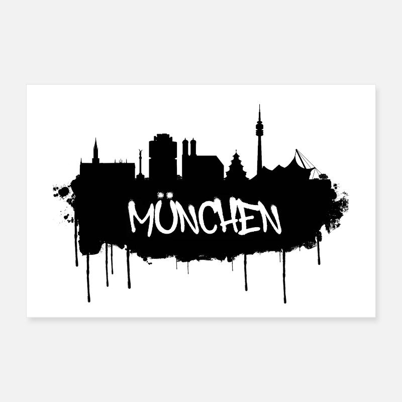 München Graffiti Skyline Poster 30x20 cm