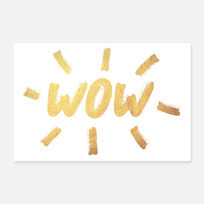 WOW pinceau or OMG écriture manuscrite style bande dessinée cool Poster 30 x 20 cm