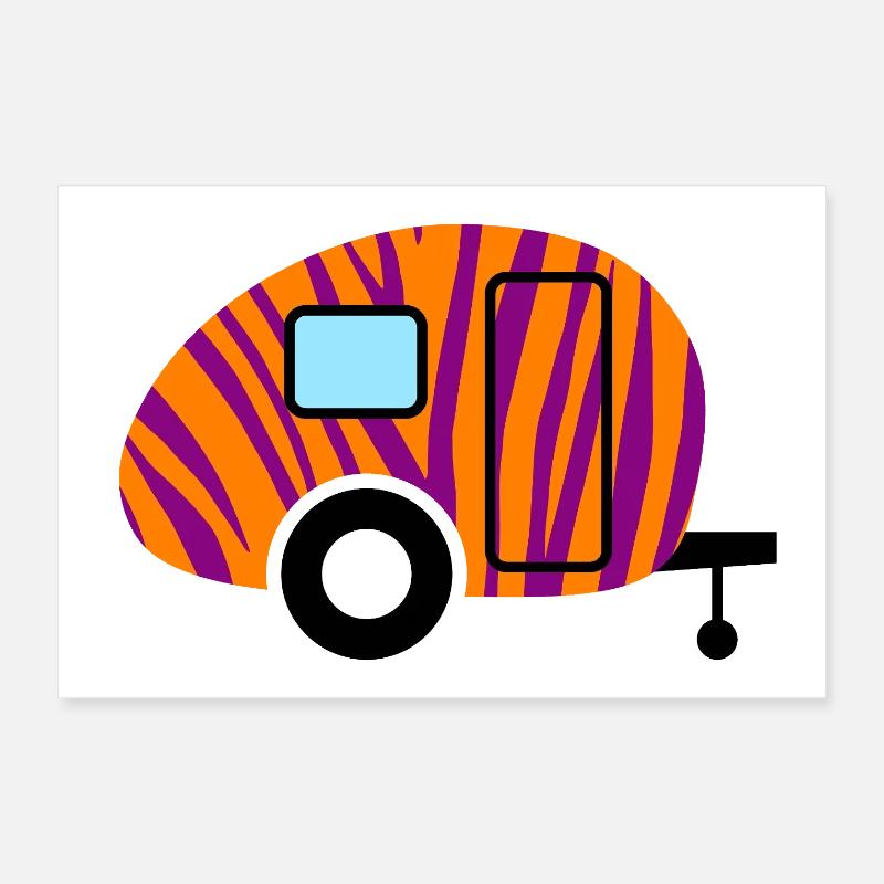 Caravan Caravan Zebra Wilderness Camping Retro Fan Poster 12" x 8" (30x20 cm)
