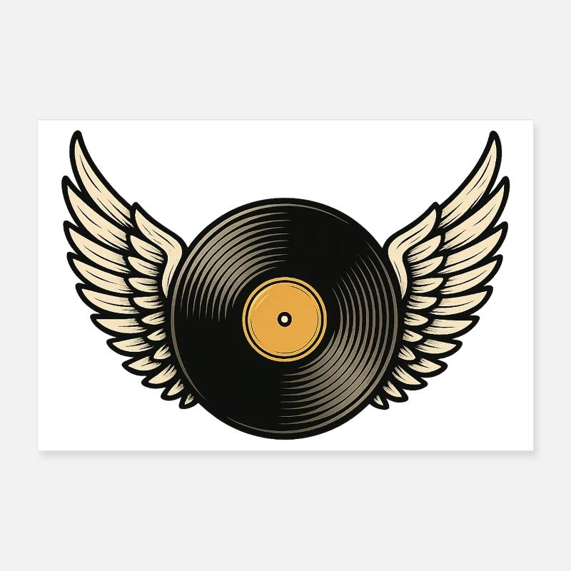 Disque vinyle avec piano à queue | Conception d’ailes en vinyle Poster 30 x 20 cm