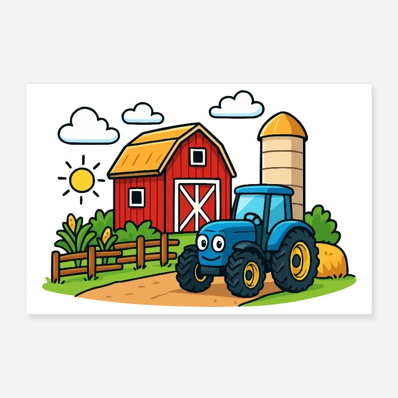 Fun farm with tractor Poster 12" x 8" (30x20 cm)