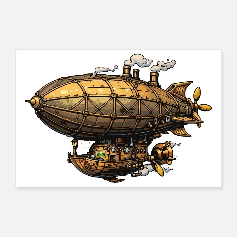 Zeppelin dirigeable steampunk Poster 30 x 20 cm