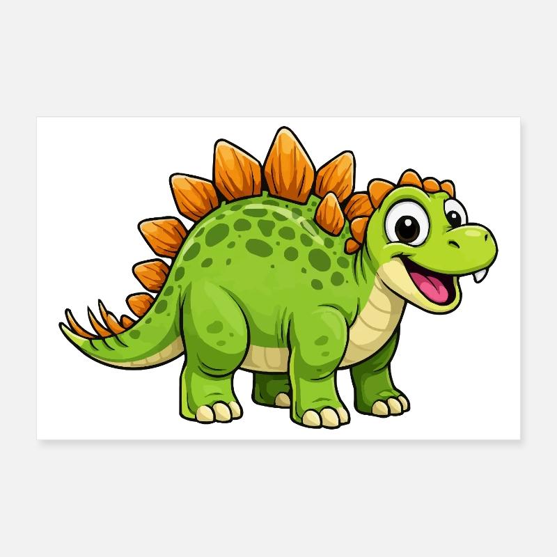 Dino Stegosaurus joyeux Poster 30 x 20 cm