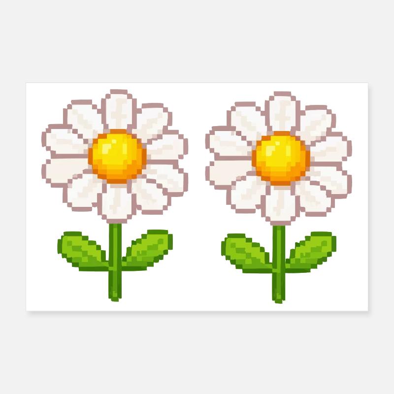 Fleurs doubles Pixel Daisy Poster 30 x 20 cm