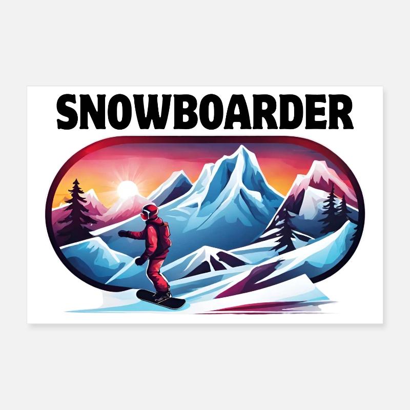 ski, snowboard, station de ski, snowboarder Poster 30 x 20 cm