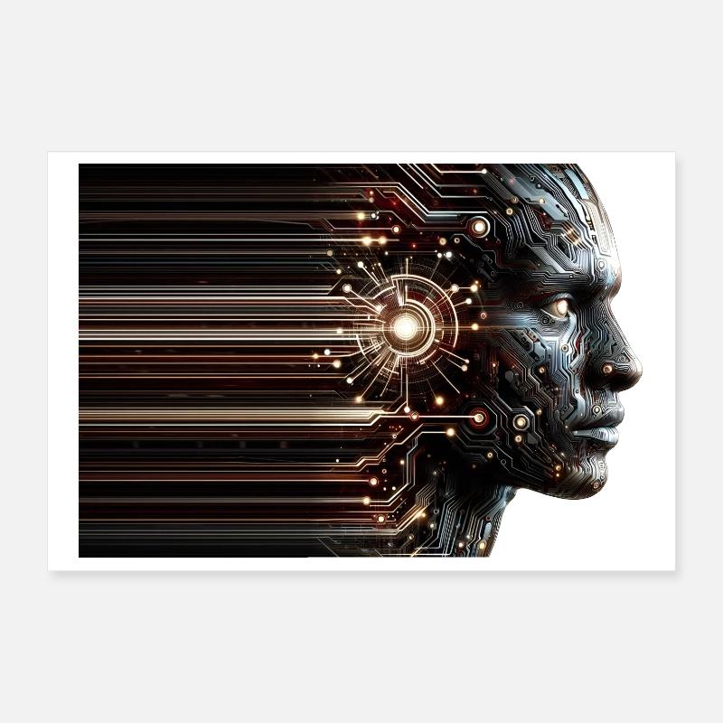 Digitaler Geist Cyborg Design Poster 30x20 cm