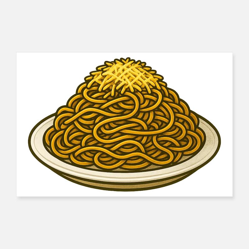 Spaghetti with cheese illustration Poster 12" x 8" (30x20 cm)