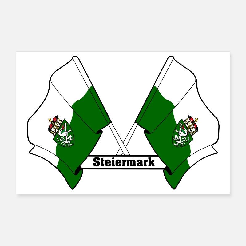 Drapeaux de Styrie avec texte Poster 30 x 20 cm