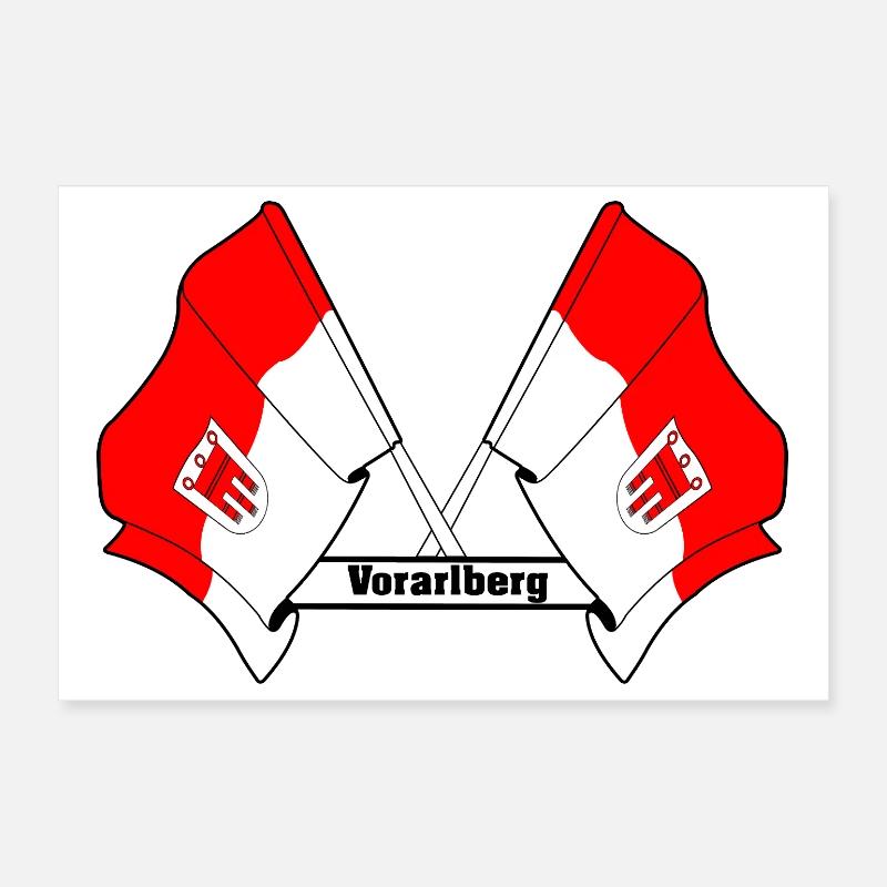 Vorarlberg Flags with Text Poster 12" x 8" (30x20 cm)