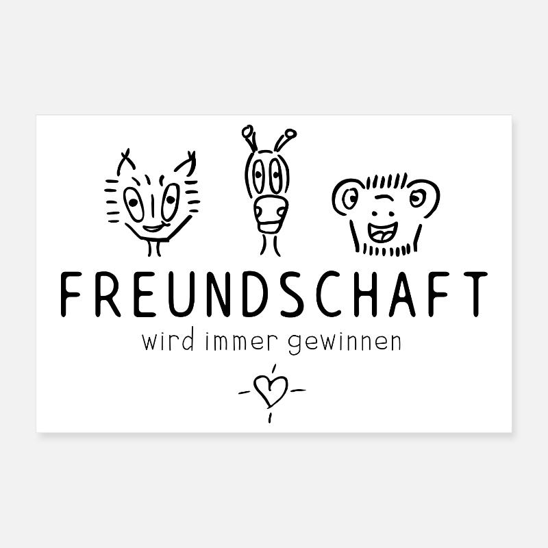"Freundschaft wird immer gewinnen", schöner Spruch Poster 30x20 cm