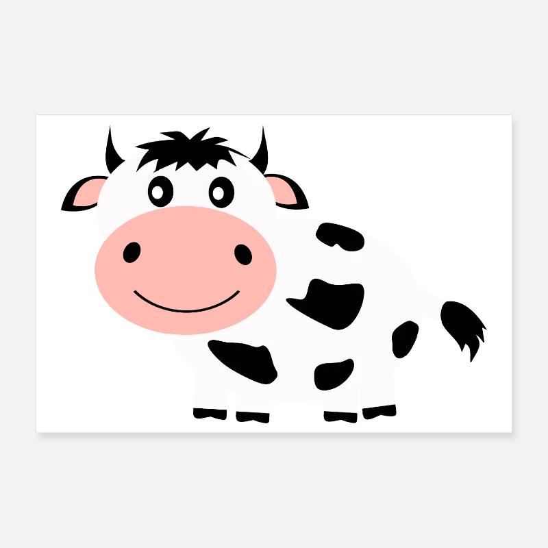 Cow black and white comic Poster 12" x 8" (30x20 cm)