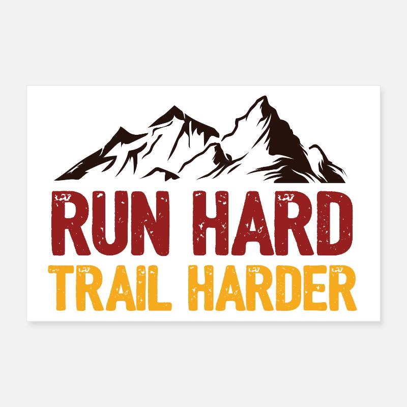 Courez fort. Trail plus difficile. Poster 30 x 20 cm