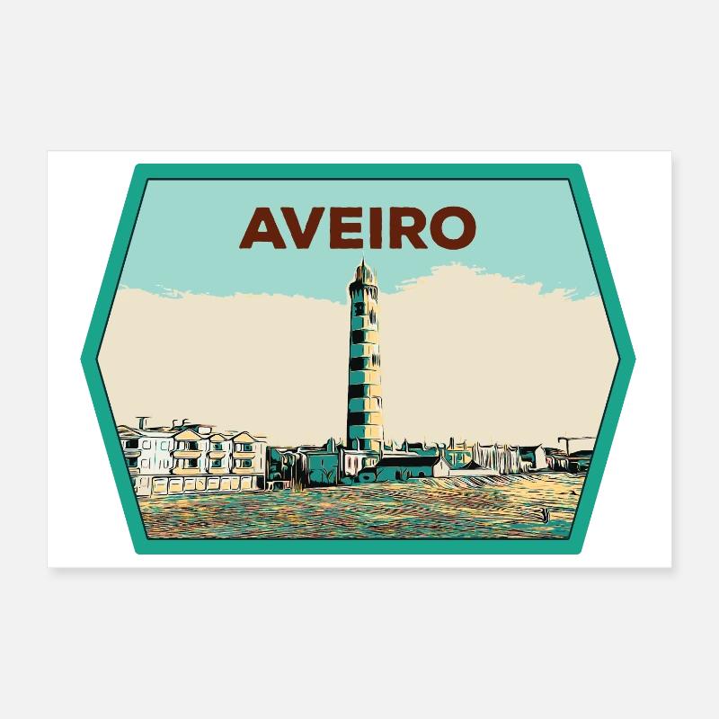 Phare de la Lagune d'Aveiro Illustration originale Poster 30 x 20 cm