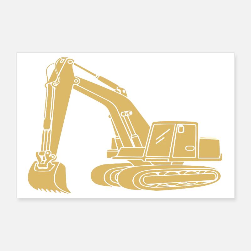 Excavator Driver Silhouette - Construction Equipment Operator Poster 12" x 8" (30x20 cm)