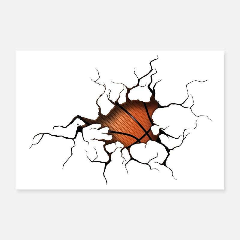 Silhouette de basket en demi-teinte Poster 30 x 20 cm