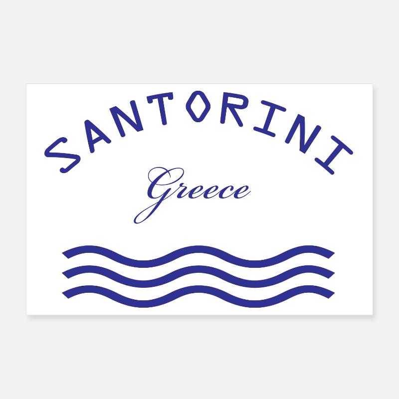 Santorini Greece Waves Poster 12" x 8" (30x20 cm)