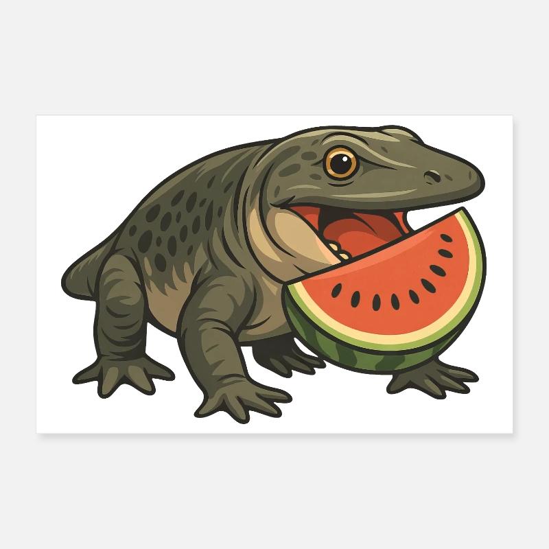 Primeval Amphibian Evolution Cartoon Melon Poster 12" x 8" (30x20 cm)