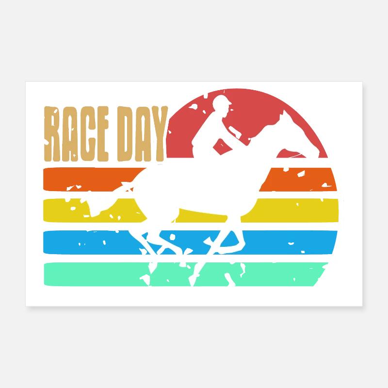 Jour de course Rétro Cheval de course Piste Jour de la fierté Poster 30 x 20 cm