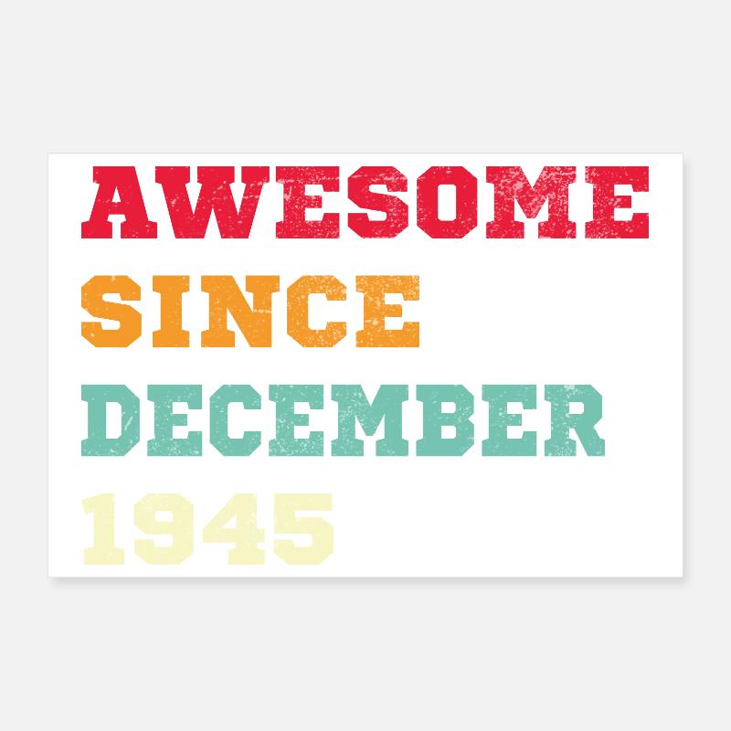 1945 Dezember Vintage Geburtstagsgeschenk Poster 30x20 cm