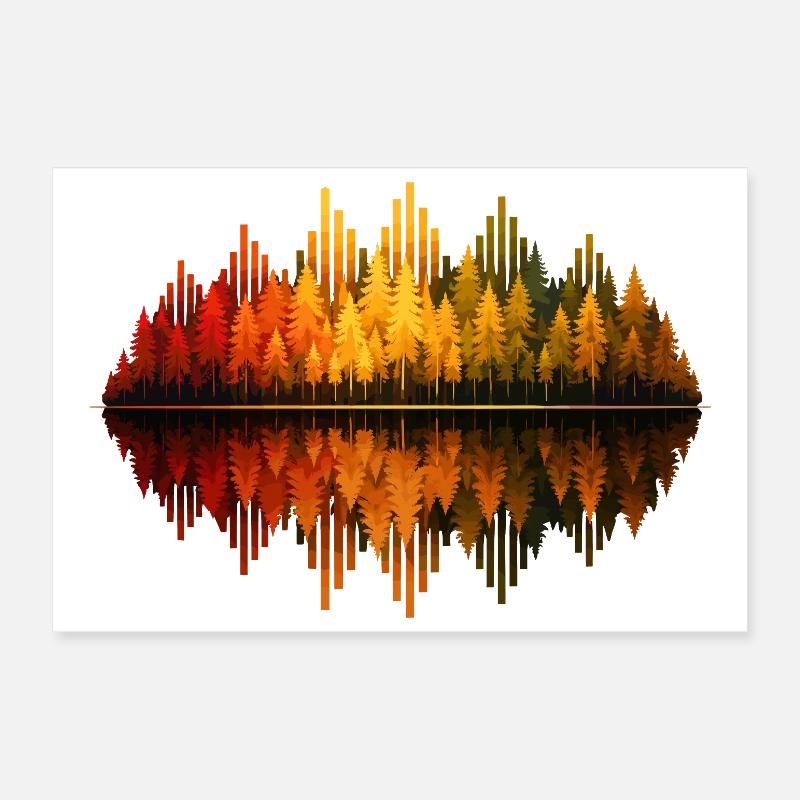 Trees, Forest, Nature, Wilderness, Outdoor, Reflection Poster 12" x 8" (30x20 cm)