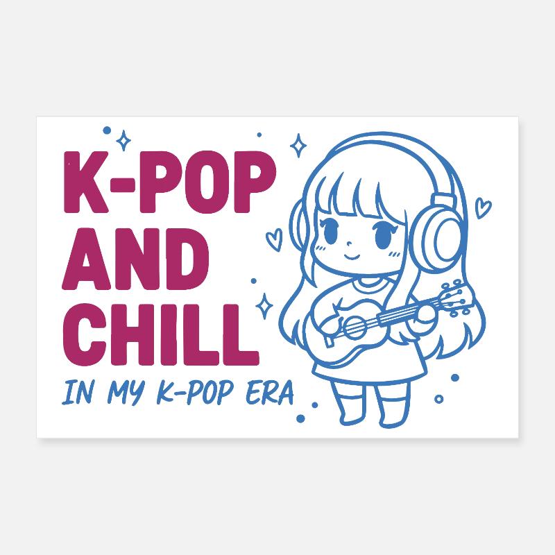 K-Pop et chill à mon époque K-Pop Musique coréenne Poster 30 x 20 cm