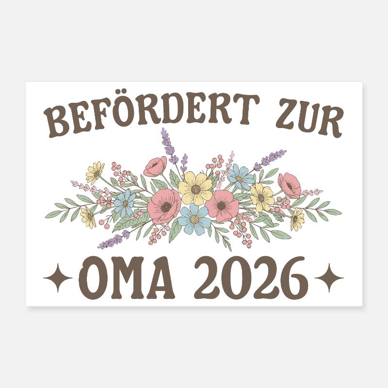Promue Grand-mère 2026 Fleurs Poster 30 x 20 cm
