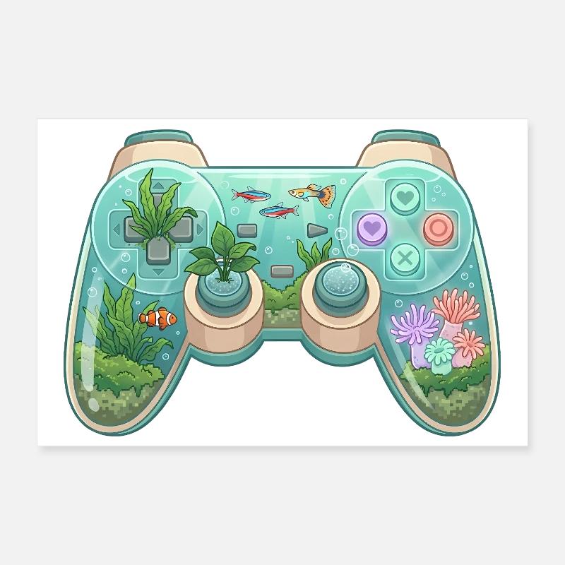 Ocean Controller - Cute Gaming Sticker Poster 12" x 8" (30x20 cm)