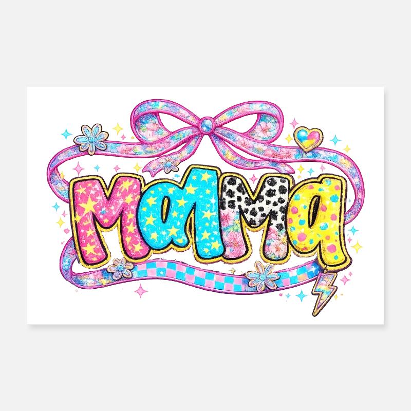 Mom Gift: Retro Mama Visual and Glitter Poster 12" x 8" (30x20 cm)