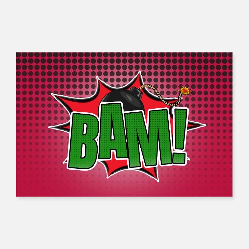 Bam! Lettrage graffiti de style bande dessinée Poster 30 x 20 cm