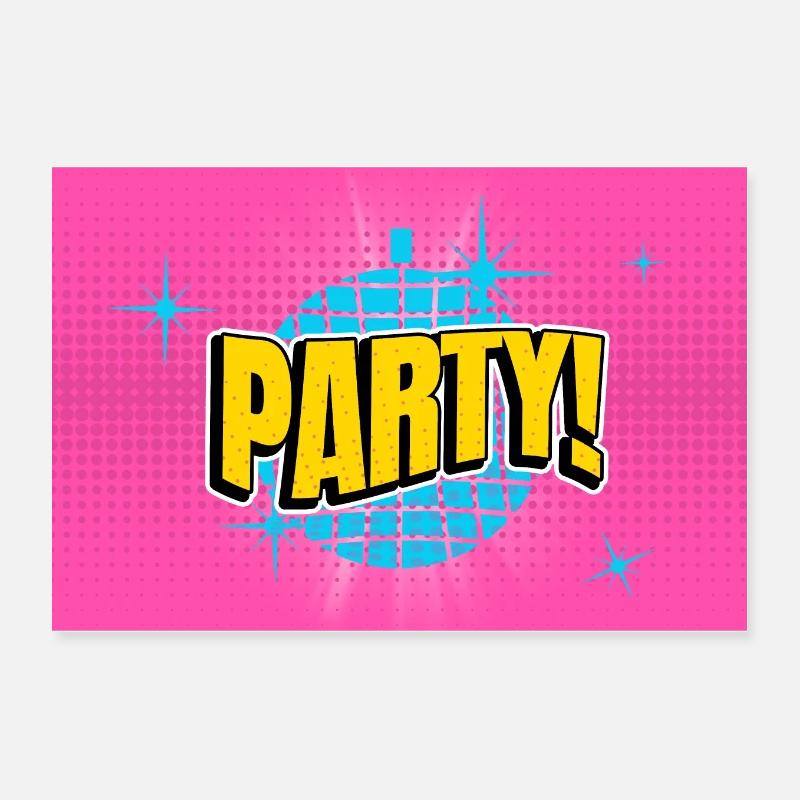 Party Disco Comic Style Bubble Graffiti Lettering Poster 12" x 8" (30x20 cm)