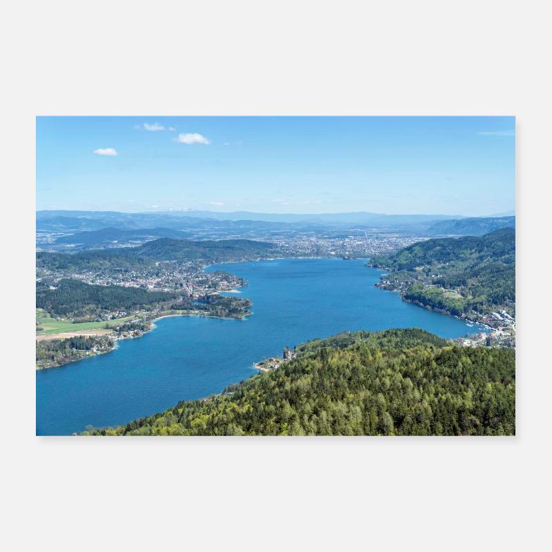 Atemberaubender Blick auf den Wörthersee - Poster 30x20 cm - Weiß