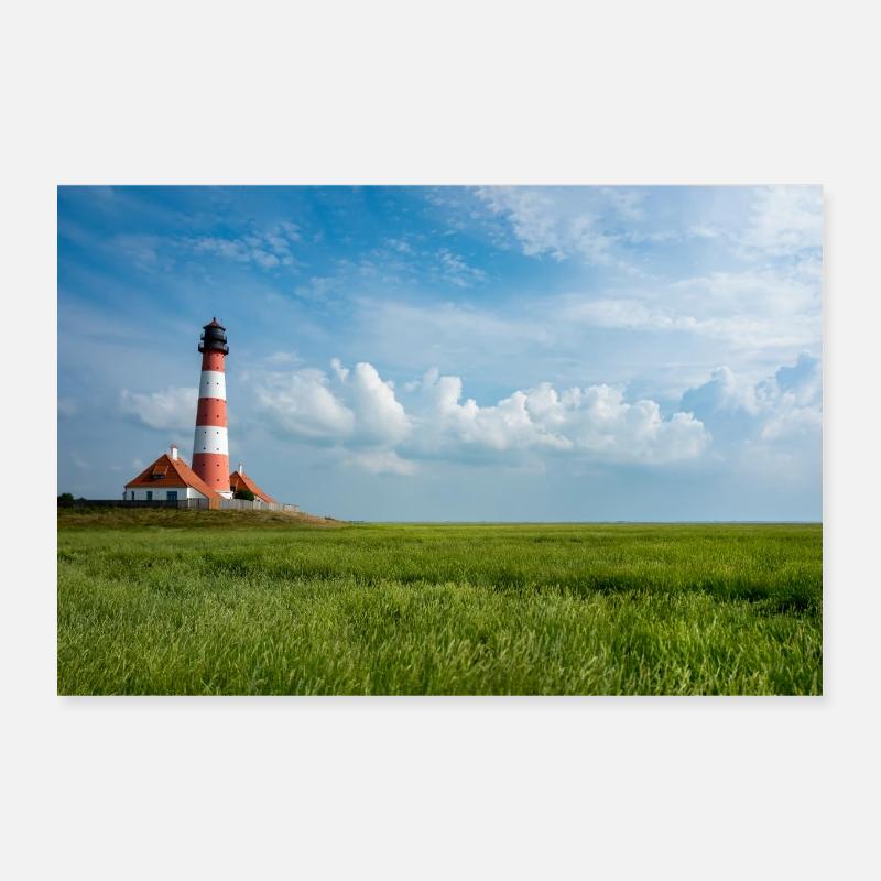 Leuchtturm am Meer Poster 30x20 cm